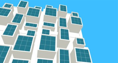 soyut modern mimari modüler cephe 3D illüstrasyon