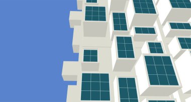soyut modern mimari modüler cephe 3D illüstrasyon