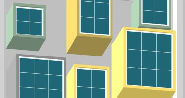 soyut modern mimari modüler cephe 3D illüstrasyon