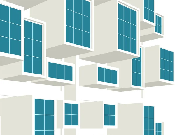 Architecture Moderne Abstraite Façade Modulaire Illustration — Image vectorielle