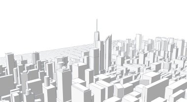Modern şehir panoraması 3D illüstrasyon