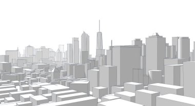 Modern şehir panoraması 3D illüstrasyon