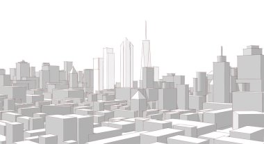 Modern şehir panoraması 3D illüstrasyon