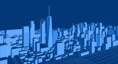 Modern şehir panoraması 3D illüstrasyon