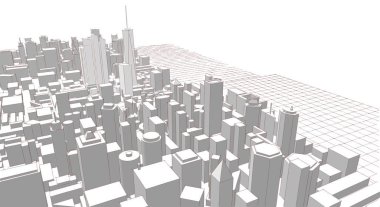 Modern şehir panoraması 3D illüstrasyon