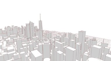 Modern şehir panoraması 3D illüstrasyon