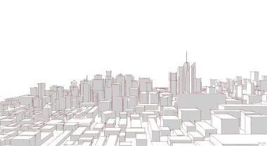 Modern şehir panoraması 3D illüstrasyon