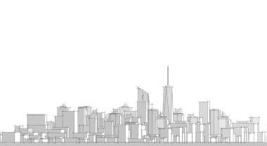 Modern şehir panoraması 3D illüstrasyon