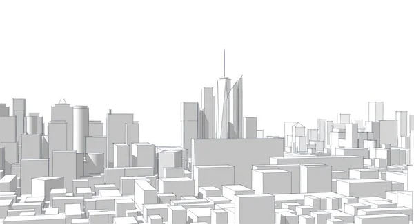 Modern Şehir Panoraması Illüstrasyon — Stok fotoğraf