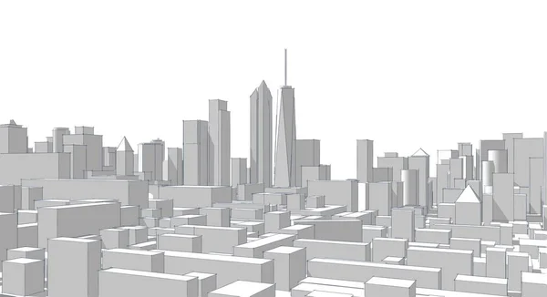 Panorama Modernă Orașului Ilustrație — Fotografie, imagine de stoc