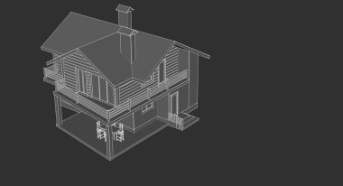Mimari çizimi olan ev 3 boyutlu illüstrasyon