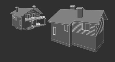 3 d illustration of a modern house on the black background.