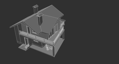 house in sketch. 3 d rendering.