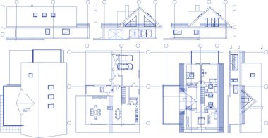 mimari çizimler 3 d illüstrasyon - illüstrasyon