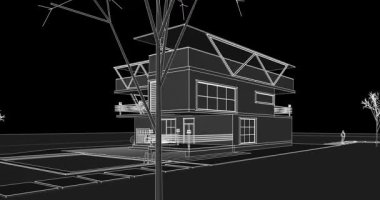 modern house architectural sketch 3 d illustration