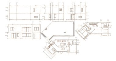 ev mimarisi çizimi 3 d illüstrasyon