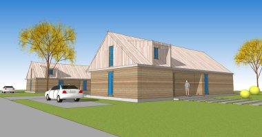 Şehirde modern bir ev.