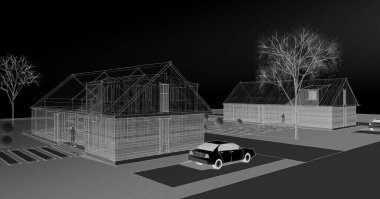 Modern ev 3D model çizim