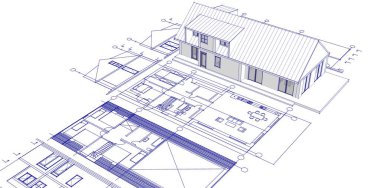 house building sketch 3 d illustration