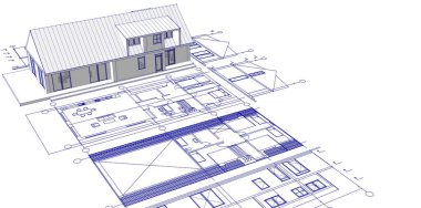 ev konsepti çizimi 3 boyutlu illüstrasyon
