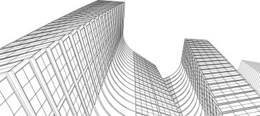 Mimari sanat konseptinde soyut çizgiler, minimum geometrik şekiller.