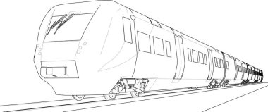 tren istasyonu vektör illüstrasyonu, çizgiler, kontur, özet çizimi