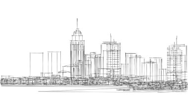 3D illüstrasyon şehri silüeti. vektör illüstrasyonu