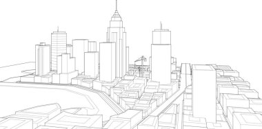 Modern mimari ve binaların 3 boyutlu çizimi