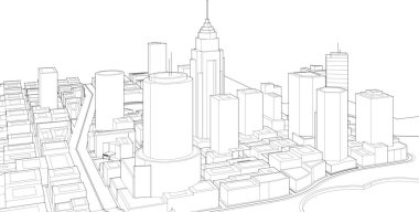 şehir haritası 3d illüstrasyon