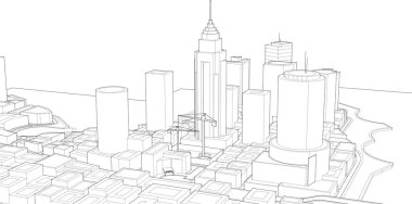 Şehir Mimarisi 3 boyutlu çizim