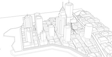 3d mimari sanat, vektör illüstrasyonu