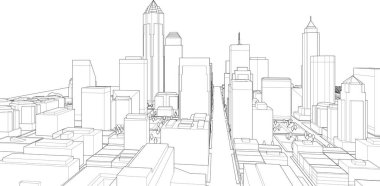 New York şehrinin silueti. 3d oluşturma