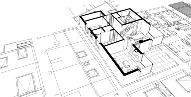 modern mimari duvar kağıdı, dijital illüstrasyon