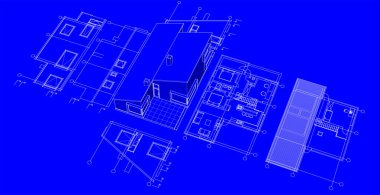 3d mimari projesi, vektör illüstrasyonu