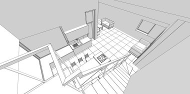 Mimari sanat konseptinde soyut çizgiler, minimum geometrik şekiller.