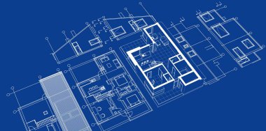 mimari çizim 3d illüstrasyon