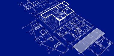 ev konsepti 3 boyutlu çizim