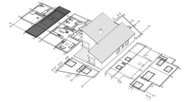 ev inşa konsepti 3 boyutlu oluşturma