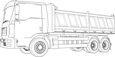 Karavanı olan bir kamyonun vektör çizimi.