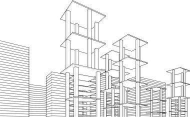 3d mimari sanat, vektör illüstrasyonu