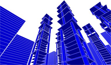 Modern şehir binası 3 boyutlu illüstrasyon