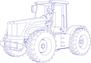 Beyaz arkaplandaki traktörün vektör görüntüsü