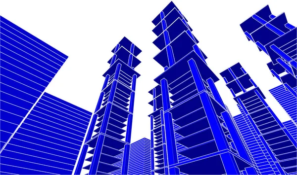 Modern şehir binası 3 boyutlu illüstrasyon