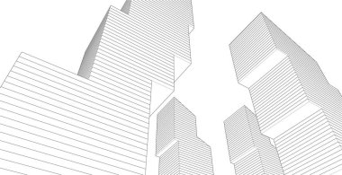 Mimari sanat konseptinde soyut çizgiler, minimum geometrik şekiller.