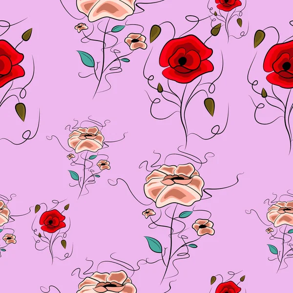 Pembe ve kırmızı çiçeklerin kusursuz deseni