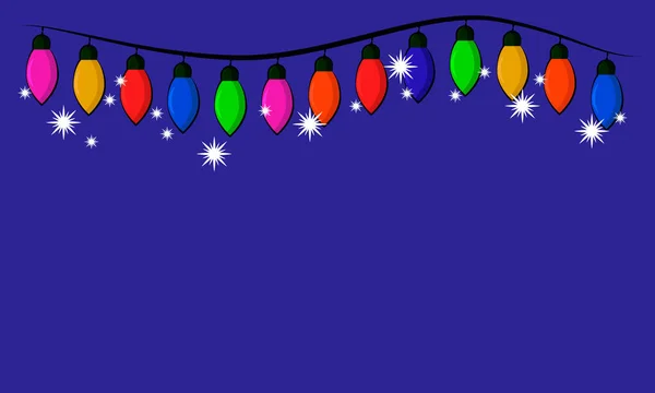 Guirnalda Navidad Sobre Fondo Azul — Vector de stock