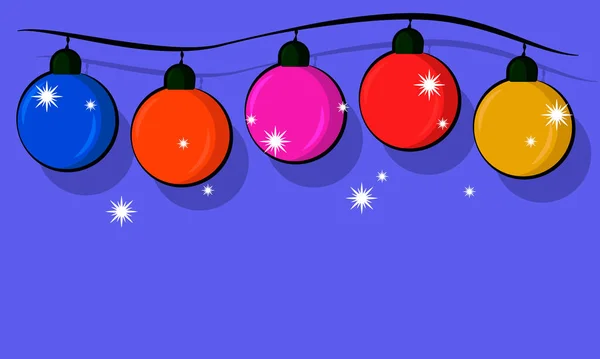 Guirnalda Navidad Redonda Sobre Fondo Azul — Vector de stock