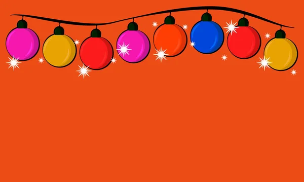 Guirnalda Navidad Colorida Sobre Fondo Naranja — Vector de stock