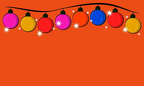 Colorful Christmas Holiday Garland Orange Background — Stock Vector