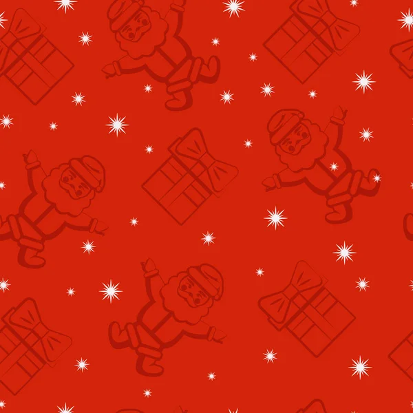 Рождественский Узор Санта Клаусом Подарки Стиле Каракулей — стоковый вектор